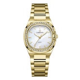 CK Aurora – Gold with Silver Curved Square Dial & Stone Accents