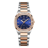 CK Aurora – Two-Tone Rosegold with Blue Curved Square Dial & Stone Accents