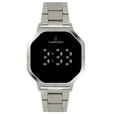 Digitaluhr aus Stahl in quadratischer Form