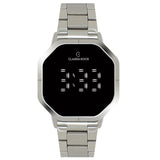 Digitaluhr aus Stahl in quadratischer Form