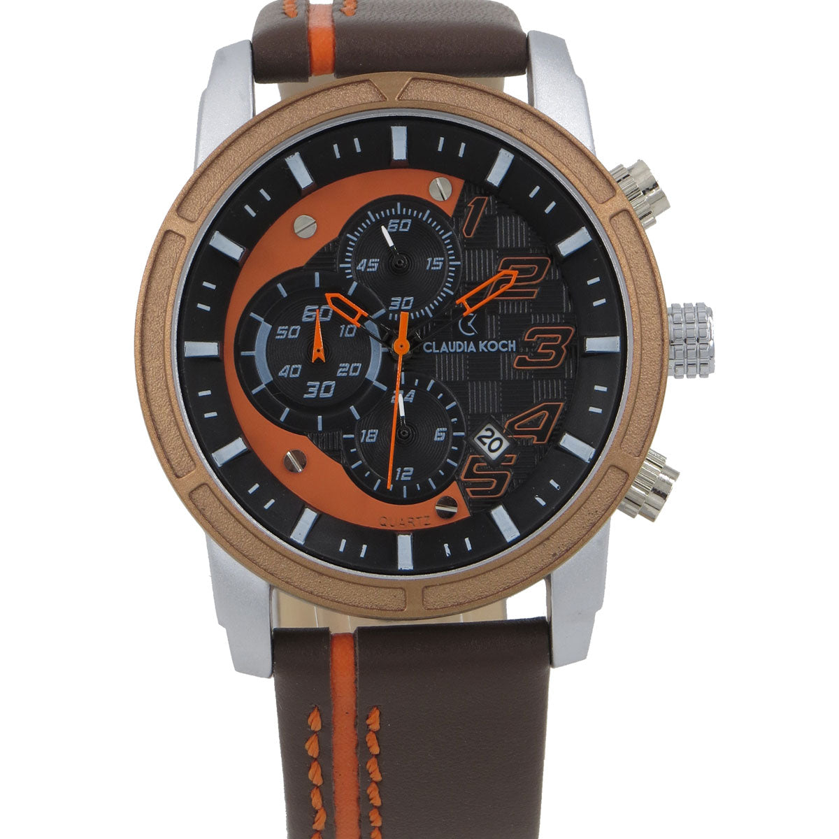 Chronograph Leather Band Multifunctional Analog Sporty Men Watch
