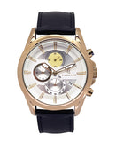 Chronograph mit Lederband, multifunktionale, analoge, elegante Herrenuhr