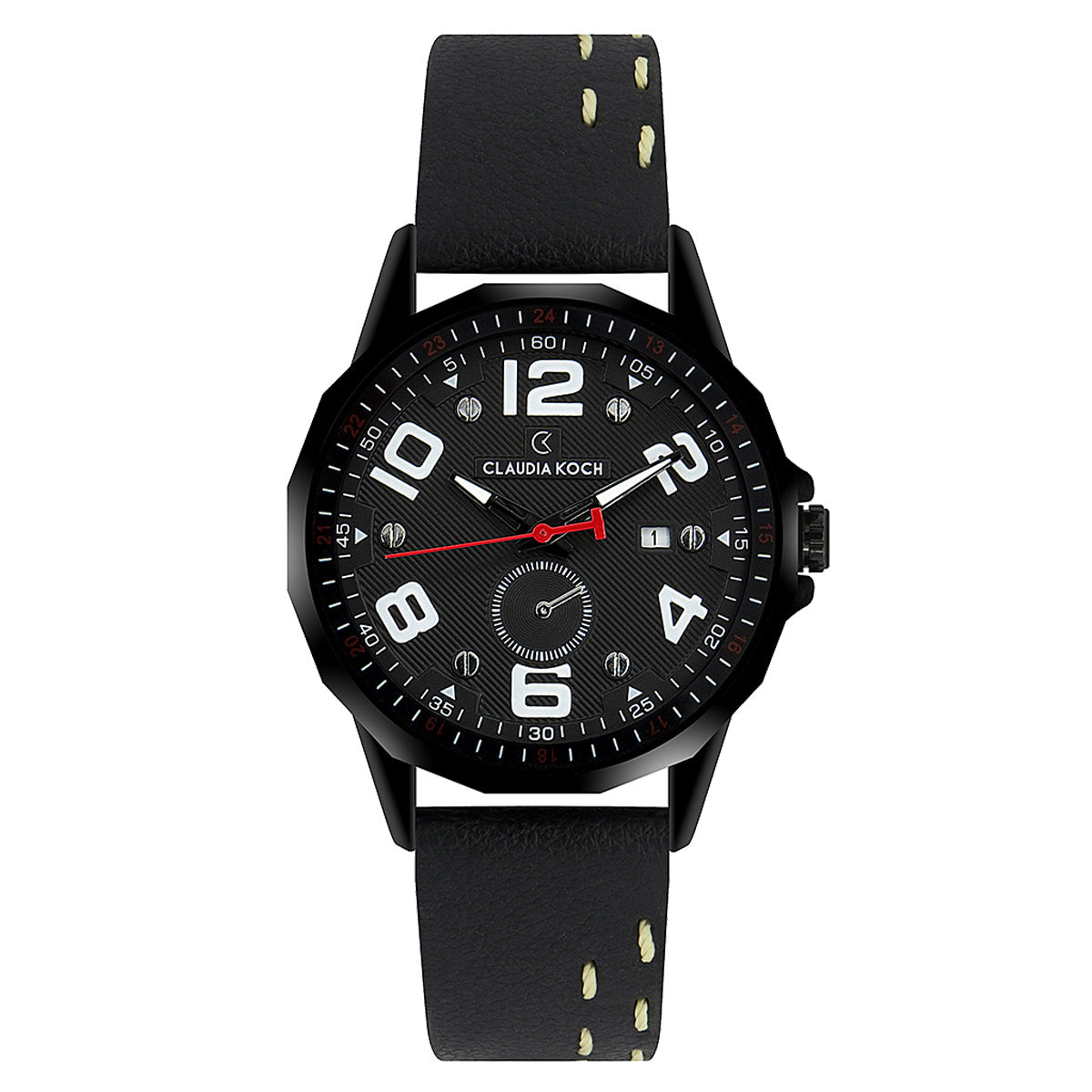 Leather Band Multifunctional Date Analog Sporty Men Watch