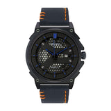 Leather Band Analog Date Sporty Men Watch
