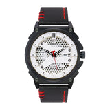 Leather Band Analog Date Sporty Men Watch