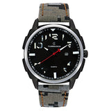 Jeans Leather Band Date Analog Sporty Men Watch