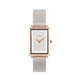 Klassische Damenuhr aus Cadre-Mesh-Edelstahl