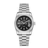 Elegant Unisex Classic Date Display Watch Silver Black