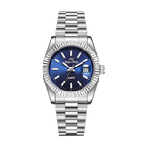 Elegant Unisex Classic Date Display Watch Silver Blue