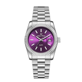 Elegant Unisex Classic Date Display Watch Silver Purple