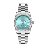 Elegant Unisex Classic Date Display Watch Silver LightBlue