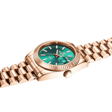 Elegant Unisex Classic Date Display Watch Rosegold Green