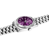 Elegant Unisex Classic Date Display Watch Silver Purple