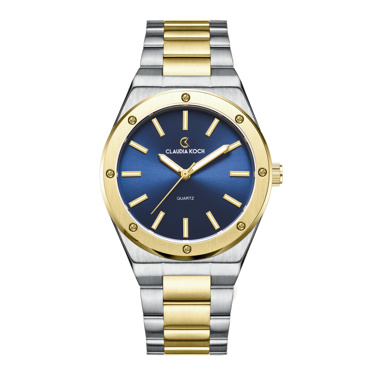 Matte Finish Women’s Watch – Minimalist Luxury & Modern Design Two-Tone Goldblue