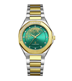 Luxury Women’s Watch with Stone-Studded Dial Two-Tone Goldgreen