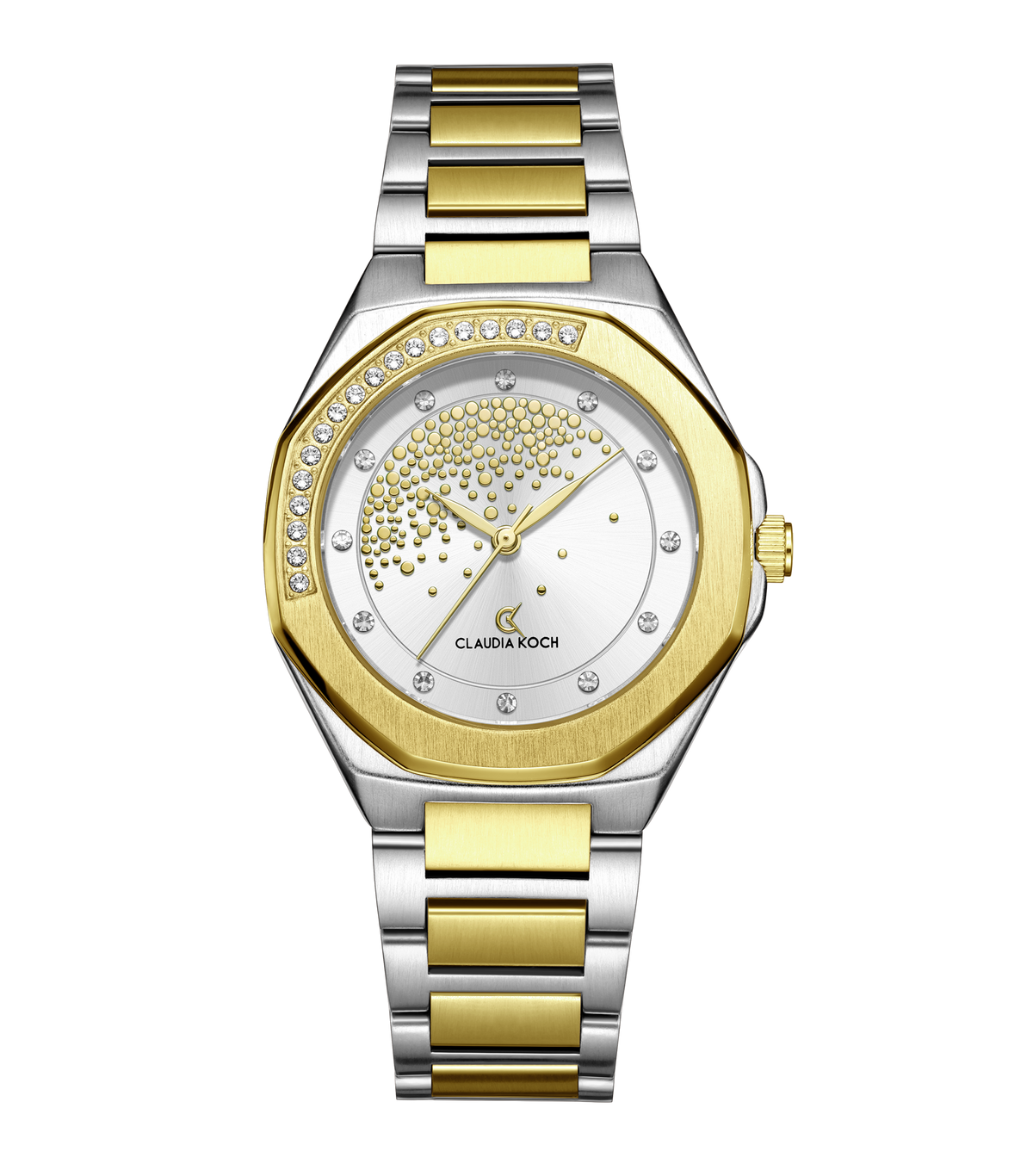 Luxury Women’s Watch with Stone-Studded Dial Two-Tone Gold