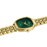 Elegant Quartz Gold Women’s Watch with Emerald Green Dial