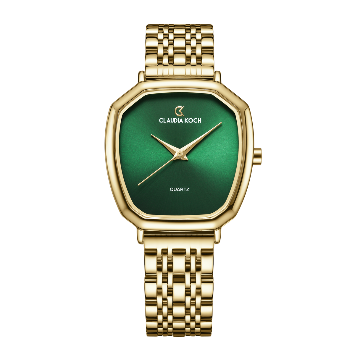 Elegant Quartz Gold Women’s Watch with Emerald Green Dial
