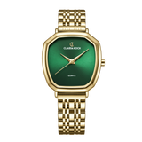 Elegant Quartz Gold Women’s Watch with Emerald Green Dial