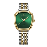 Elegant Quartz Two-Tone Women’s Watch with Emerald Green Dial