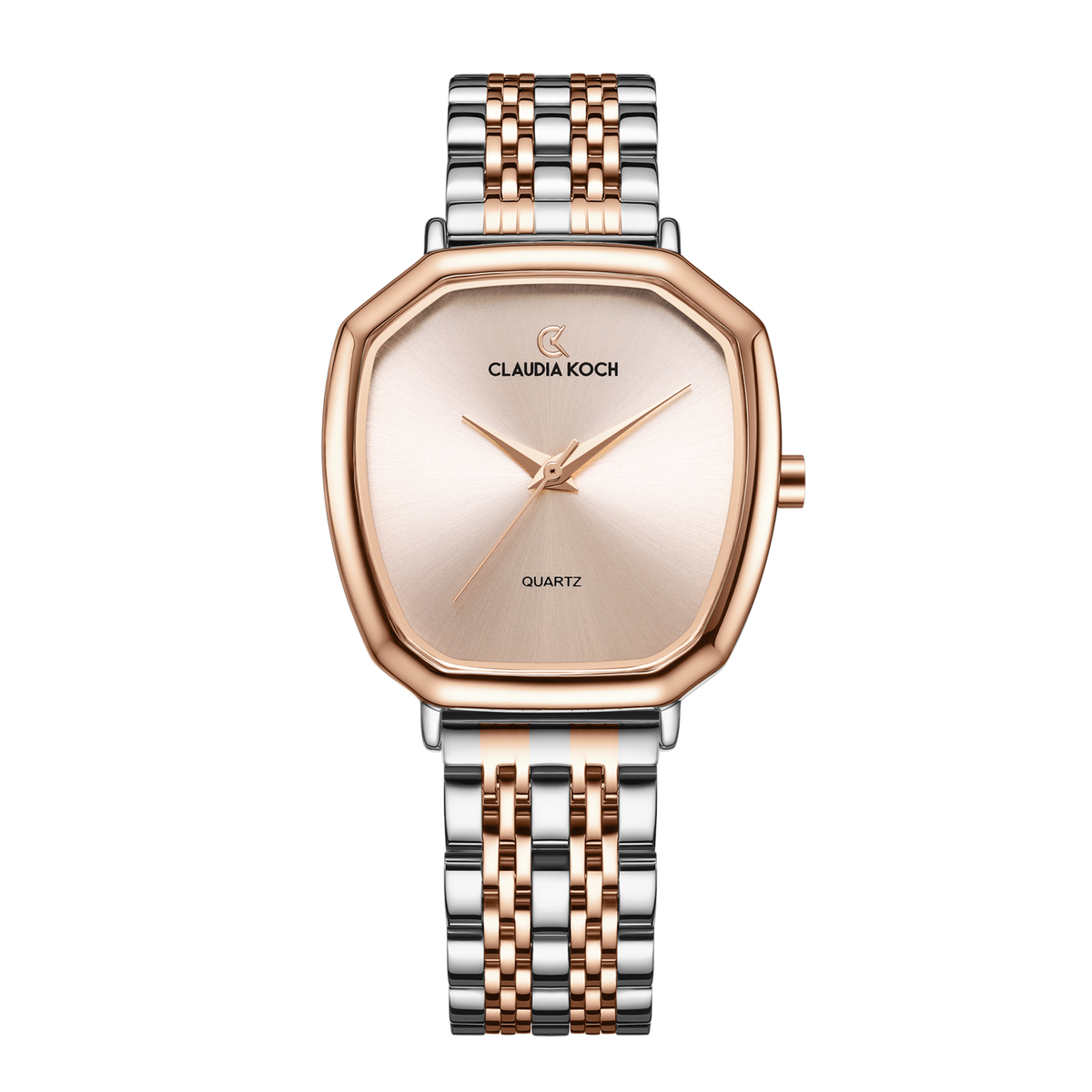 Elegant Quartz Two-Tone Women’s Watch with Rose Gold Dial