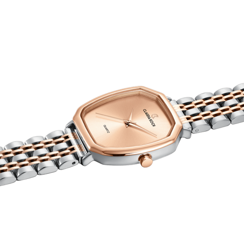 Elegant Quartz Two-Tone Women’s Watch with Rose Gold Dial