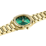 Luxury Women’s Watch with Curved Square Dial & Stone Accents Goldgreen