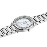 Luxury Women’s Watch with Curved Square Dial & Stone Accents Silver