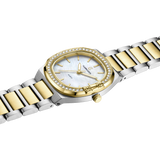 Luxury Women’s Watch with Curved Square Dial & Stone Accents Two-Tone Gold