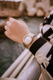 Luxury Women’s Watch with Stone-Studded Dial Two-Tone Gold