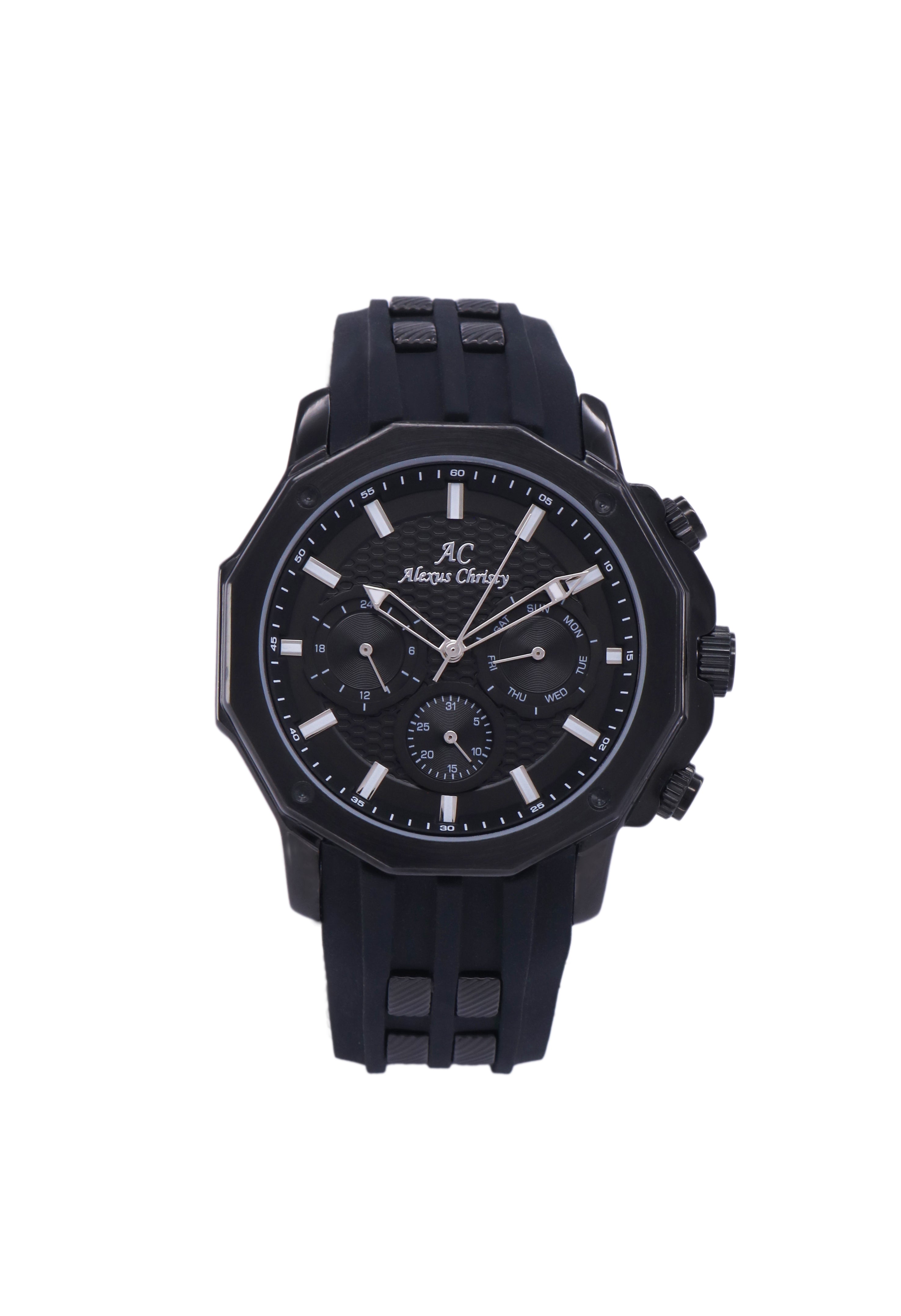 Multifunctional Rubber Band Day/Date Analog Sporty Men Watch