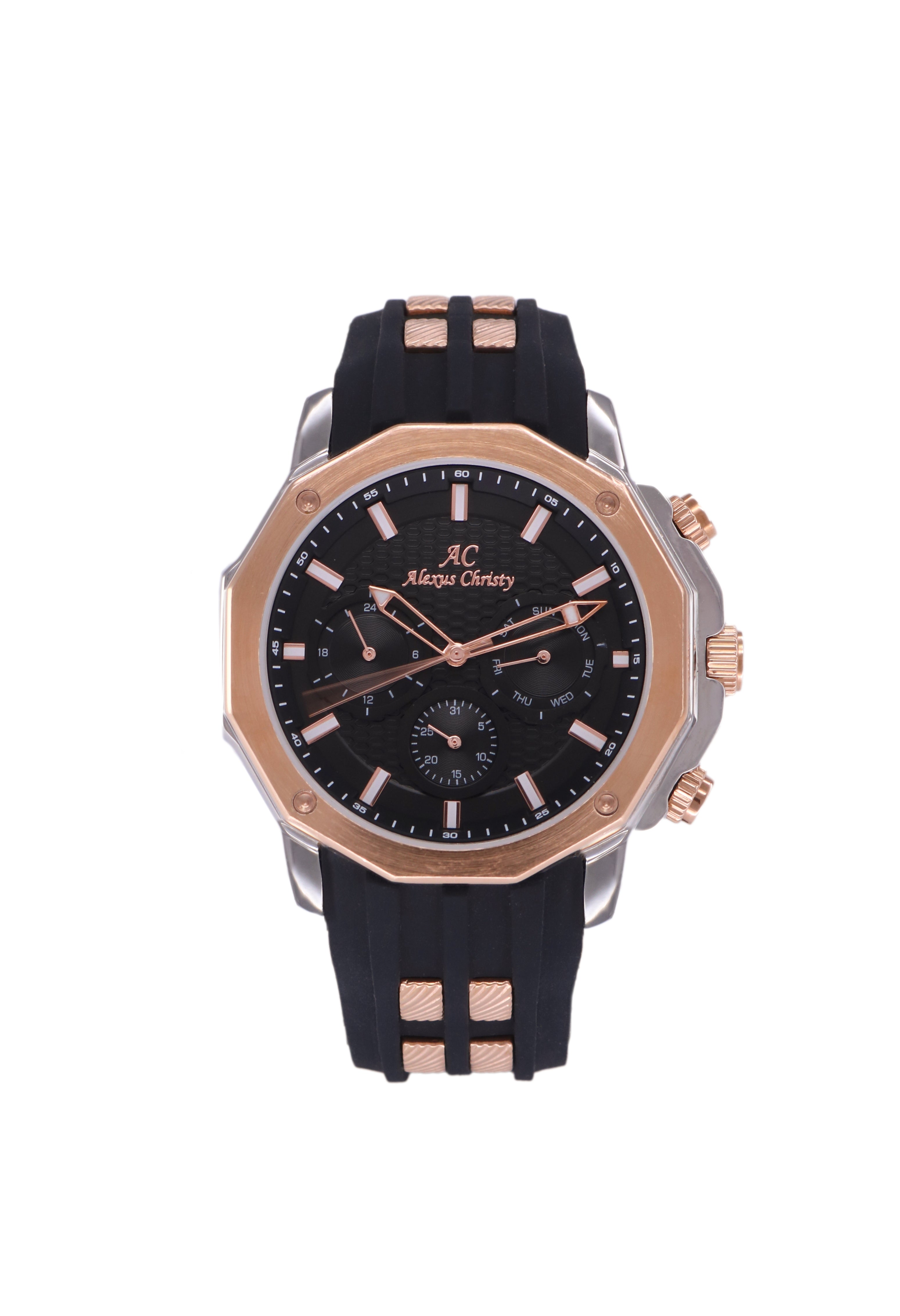Multifunctional Rubber Band Day/Date Analog Sporty Men Watch